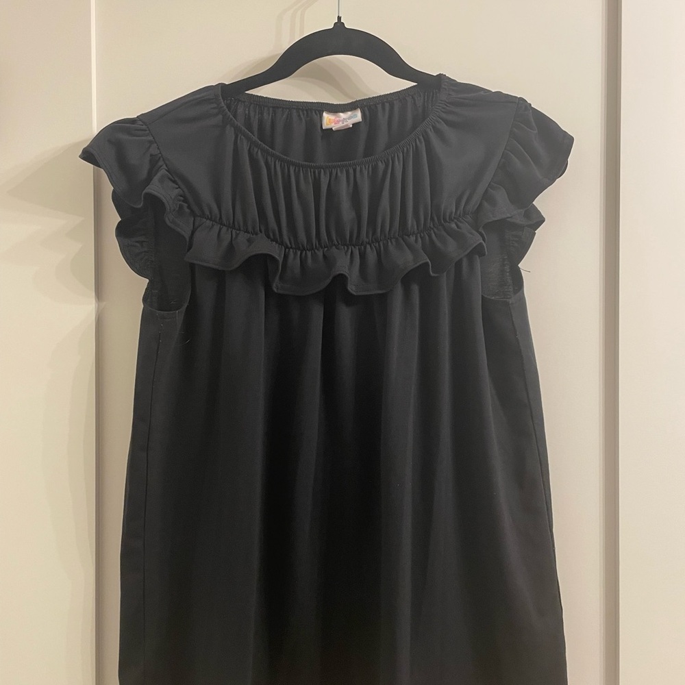 Lularoe Stasha Black Ruffle Sleeve Top size S